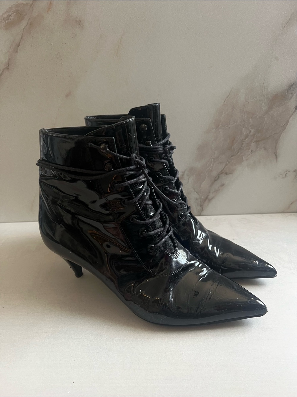 Saint Laurent YSL runway cat 50 lace up boots patent leather black - Picture 4 of 7